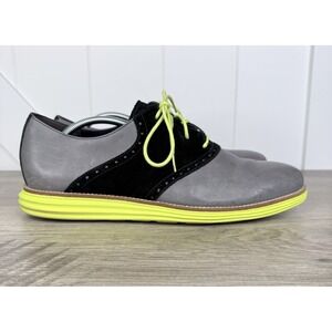 Cole Haan Lunargrand Saddle Gray Black Neon Yellow Mens Size 13